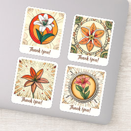 Lilly Flowers Groovy Retro Personlig Klistermärken