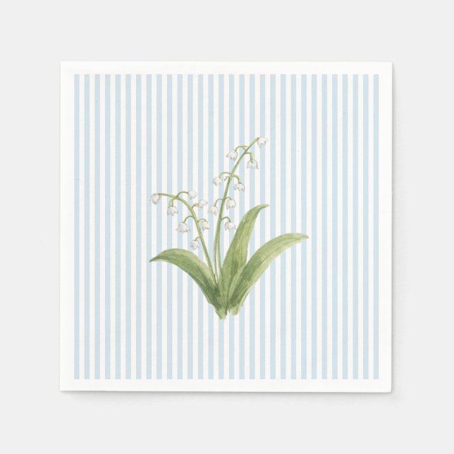 Lilly of the Valley Custom Wedding Blue Stripe Pappersservett (Framsidan)