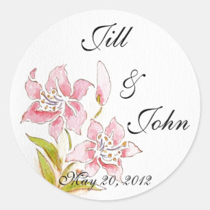 Lilly Spara Datum Bröllop Sticker Runt Klistermärke