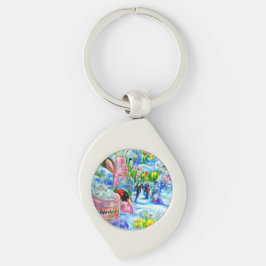 Lilly Swirl Silverfärgad Nyckelring