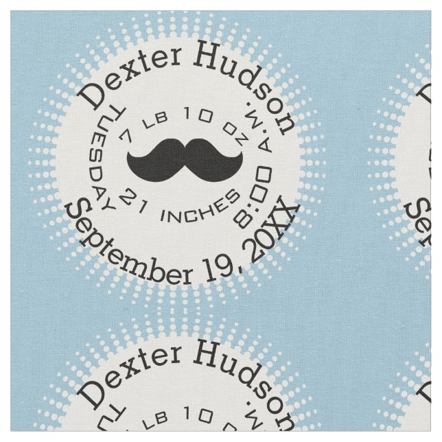 Lil'Man Black Mustache Birth Record Stats Tyg (Närbild)