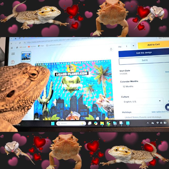 Lil'Murph Bearded Dragon Cute Collage I Spy Stil Kalender (Skapare uppladdad)