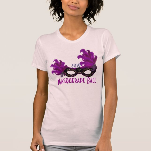 Lilor befjädrar Venetian maskerar T Shirt (Framsida)