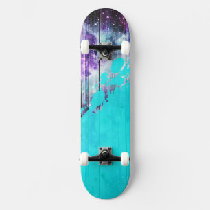 Lilor, blått och Wood plankor för kricka & måla Old School Skateboard Bräda 21,6 Cm