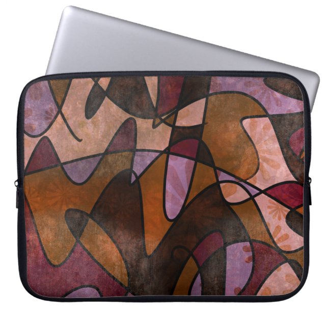 Lilor brunt, Burgundy abstrakt konst, 5a Laptop Sleeve (Framsidan)