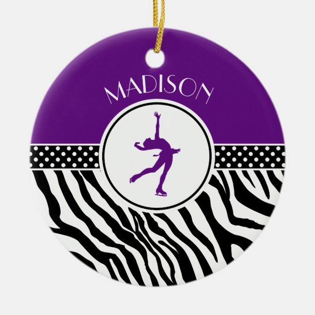 Lilor din kända zebra tryckkonståkning julgransprydnad keramik (Framsidan)