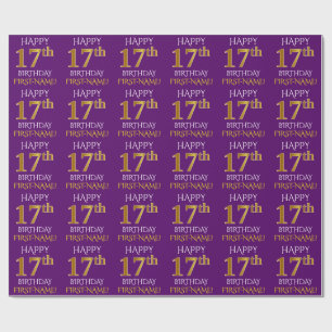 Lilor Faux 17th FÖDELSEDAG för guld- "LYCKLIG ", Presentpapper