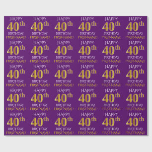 Lilor Faux 40th FÖDELSEDAG för guld- "LYCKLIG ", Presentpapper