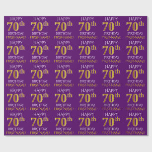 Lilor Faux 70th FÖDELSEDAG för guld- "LYCKLIG ", Presentpapper