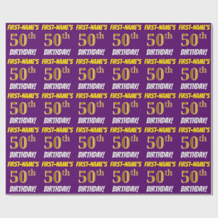 Lilor Faux/efterföljdguld, "50th FÖDELSEDAG ", Presentpapper