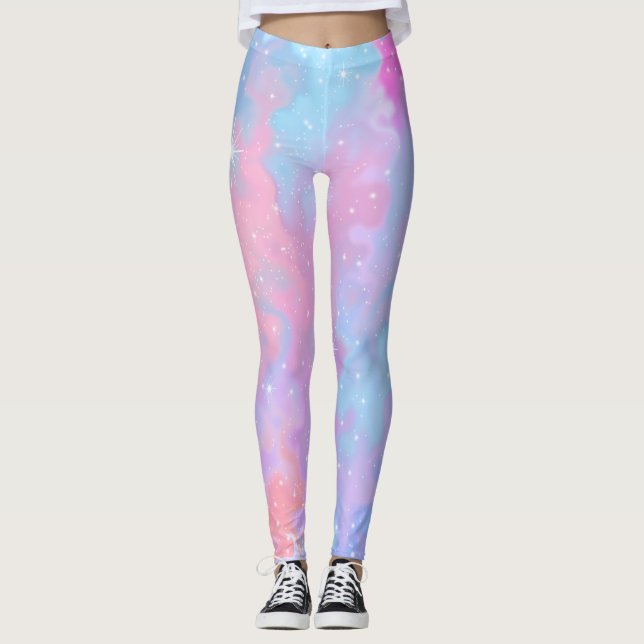 Lilor för blått för rosor för pastellfärgKawaii Leggings (Framsida)