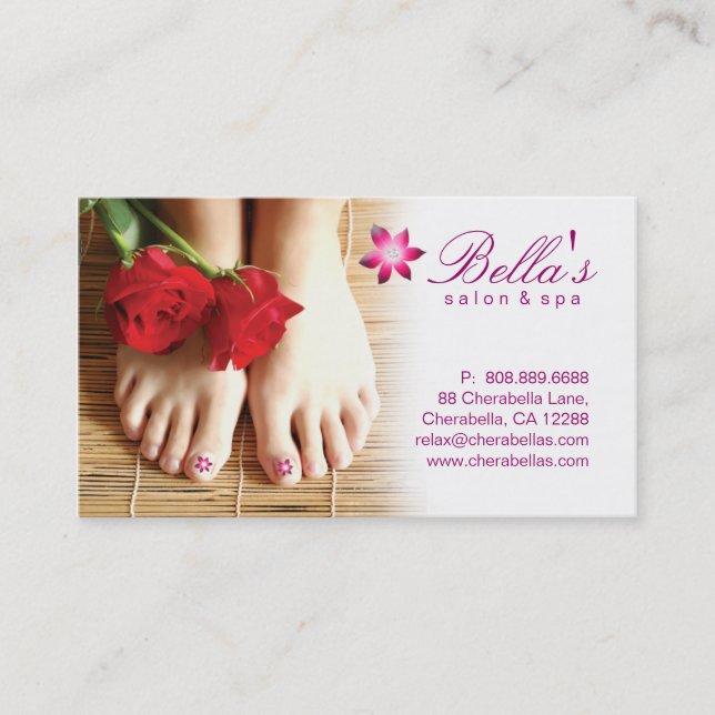 Lilor för blomma för Pedicure för nagelsalongSpa Visitkort (Framsida)