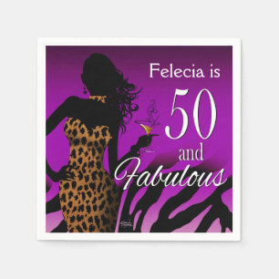 Lilor för födelsedag för granatLeopard 50th Pappersservett