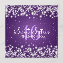 Lilor för gnistra för sweet sixteenpartyvinter inbjudningar