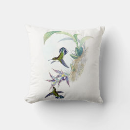Lilor för grönt för vintageHummingbirdillustration Kudde