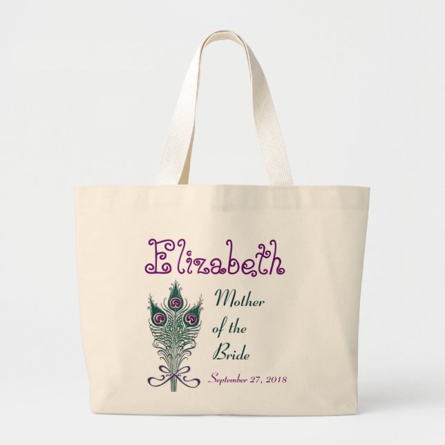 Lilor för kricka för budens mammapåfågelfjäder jumbo tygkasse (Framsidan)