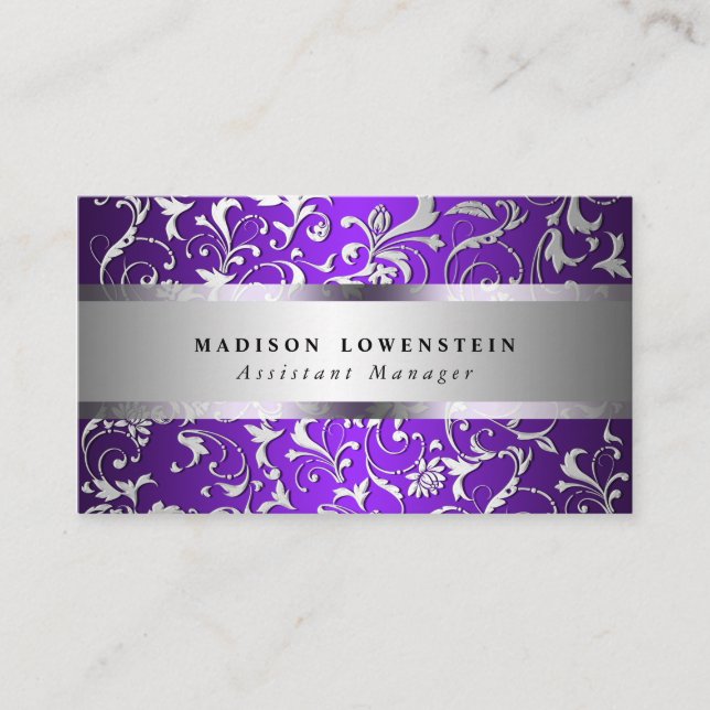 Lilor för mönster för elegant silverkrusidull visitkort (Framsida)