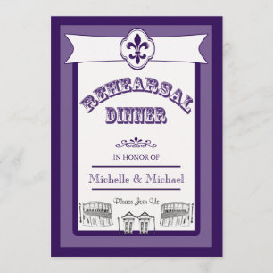 Lilor för New Orleans brölloprepetition middag Inbjudningar