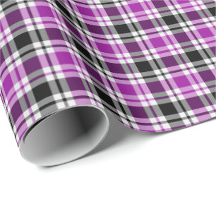 Lilor grå färg, svartvit pläd presentpapper