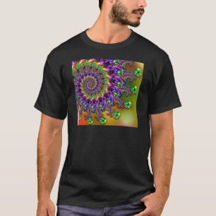Lilor & grönt Bokeh Fractalmönster Tee