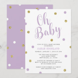 Lilor & guld- glitterOh baby shower Inbjudningar