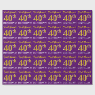 Lilor guld- Look "40th FÖDELSEDAG " för Presentpapper