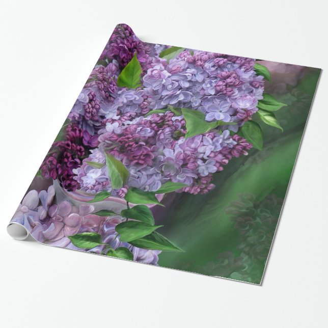 Lilor i lila sjal för vaskonstgåva presentpapper (Utrullad)