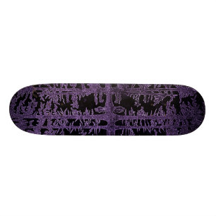lilor mauve, svart skog, in i skogen, coupl mini skateboard bräda 18,5 cm