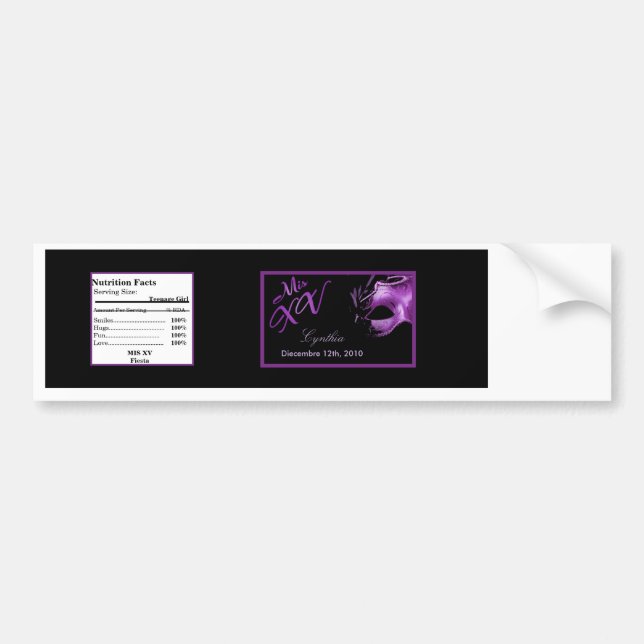 Lilor Morado för vattenflaskaetikettMis XV Bildekal (Framsidan)