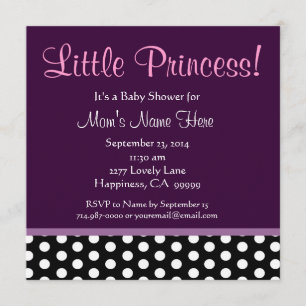Lilor och för polka dots Princess baby shower lite Inbjudningar