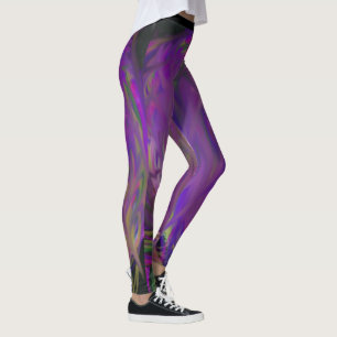 Lilor och grönt smetar damasker leggings