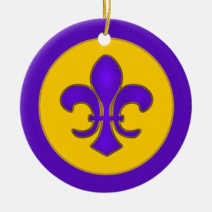 Lilor och Guld Fleur de Lis Smycka Julgransprydnad Keramik