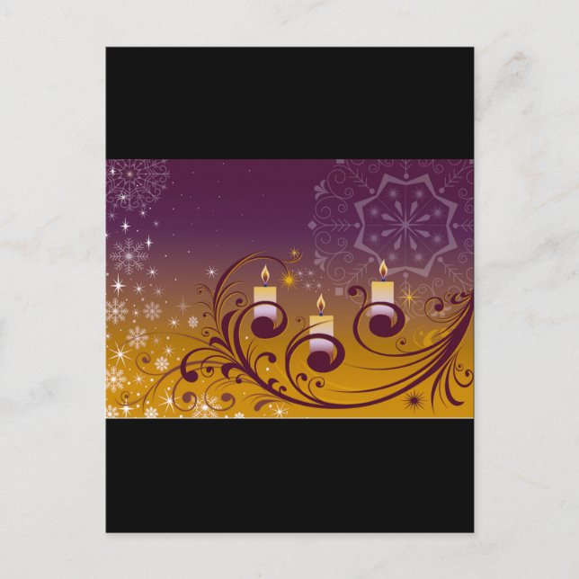 Lilor och guld- helgdagstearinljus helg vykort (Framsida)