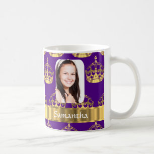 Lilor och guld- kronapersonligfoto kaffemugg