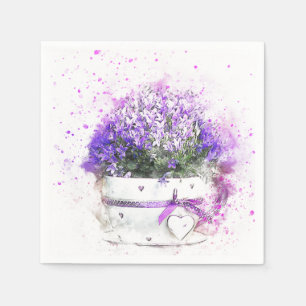Lilor och lavendelblommor i rosor och vit lägger pappersservett