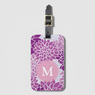 Lilor och lila blommamönsterMonogram Bagagebricka
