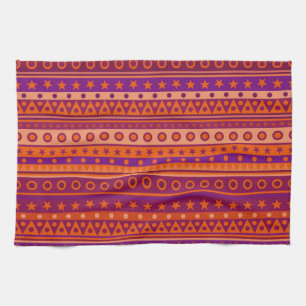Lilor och orange Stripy stjärnor och fläckmönst Kökshandduk