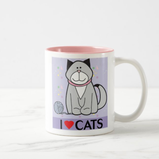 Lilor och rosor älskar jag katter Två-Tonad mugg (Höger)