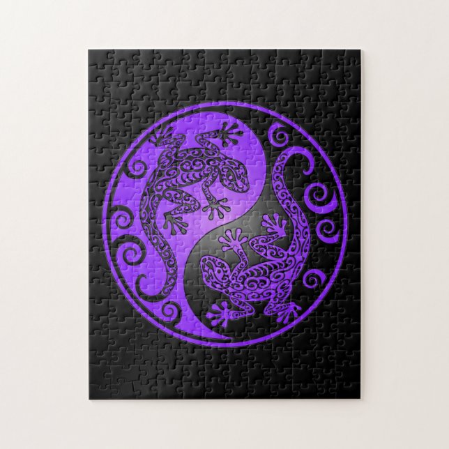 Lilor och svart Yin Yang Geckos Pussel (Vertikal)