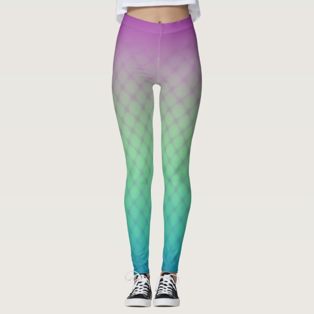 Lilor och turkosFishnetmönster Leggings (Framsida)