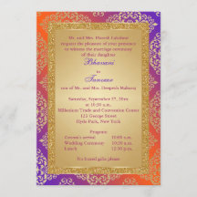 Lilor orange, guld- inbjudan för