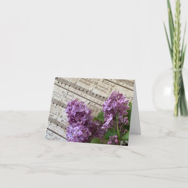 Lilor på gammal notblad kort (Framsida)
