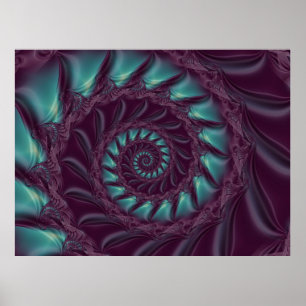 Lilor & spiral Fractalaffisch för Aqua Poster