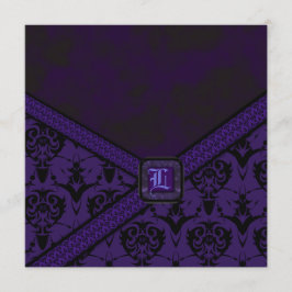 Lilor & svart Goth snörebröllop Inbjudningar