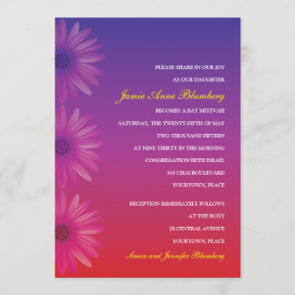 Lilor till röda den bat mitzvah Ombre daisyn Inbjudningar