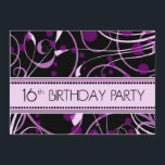 Lilor virvlar runt 16th födelsedagsfest inbjudningar<br><div class="desc">Inbjudningar för en flicka 18th födelsedagsfest med elegant design för lilor och för svart swirly,  snyggten och söten,  anpassade med ditt party specificerar fullständigt.</div>
