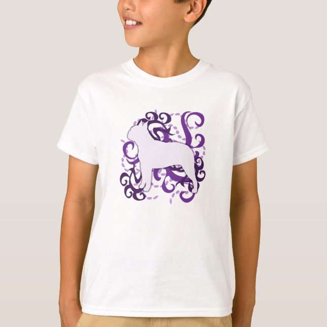 Lilor virvlar runt den Boston terrieren T Shirt (Framsida)