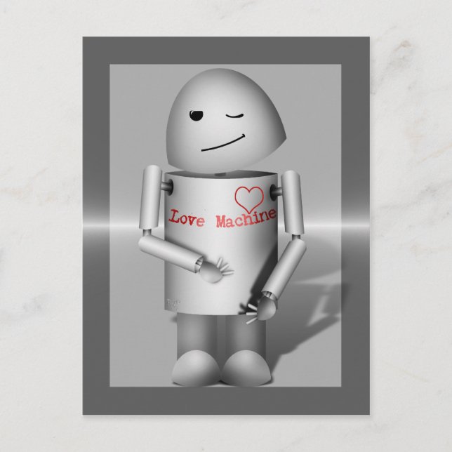 (Lil'Robo-x9) Kärlek Maskin Vykort (Framsida)