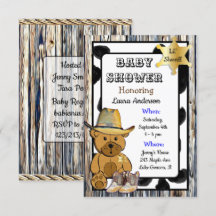 Lil'sheriff Nalle Cowboy Baby Shower