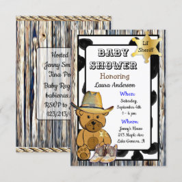 Lil'sheriff Nalle Cowboy Baby Shower Inbjudningar